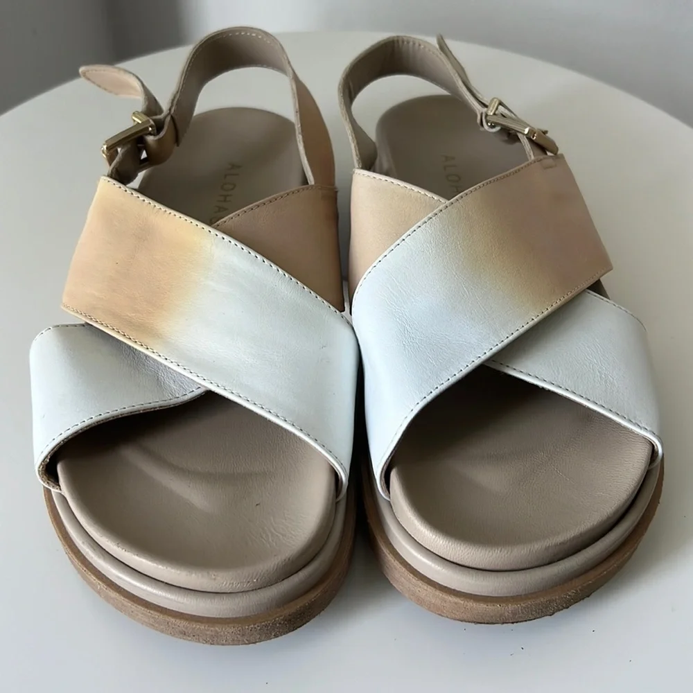 ALOHAS Marshmallow Bicolor Stone Beige Sandal Size W 5 - Picture 3 of 13